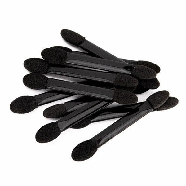 Set 20 Aplicatoare Machiaj pentru Fard de Pleoape, Dublu Capăt pentru Aplicare și Estompare, Poliuretan și Burete, 6.2 cm, Negru