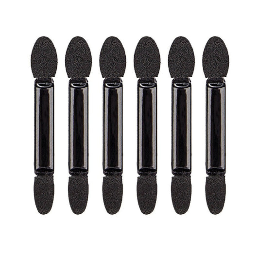 Set 20 Aplicatoare Machiaj pentru Fard de Pleoape, Dublu Capăt pentru Aplicare și Estompare, Poliuretan și Burete, 6.2 cm, Negru