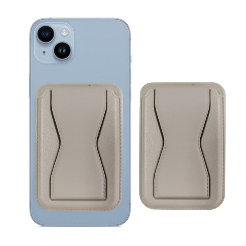Portofel MagSafe pentru Carduri cu Suport Telefon Integrat, Atasare Magnetica, Piele Ecologica, Gri