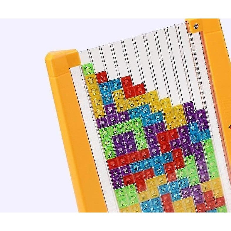 Joc De Inteligență Tetris Puzzle 3D, Educativ Montessori, Plastic, 70 Piese Multicolore, Cadru Galben, 23 x 19.8 x 5 cm