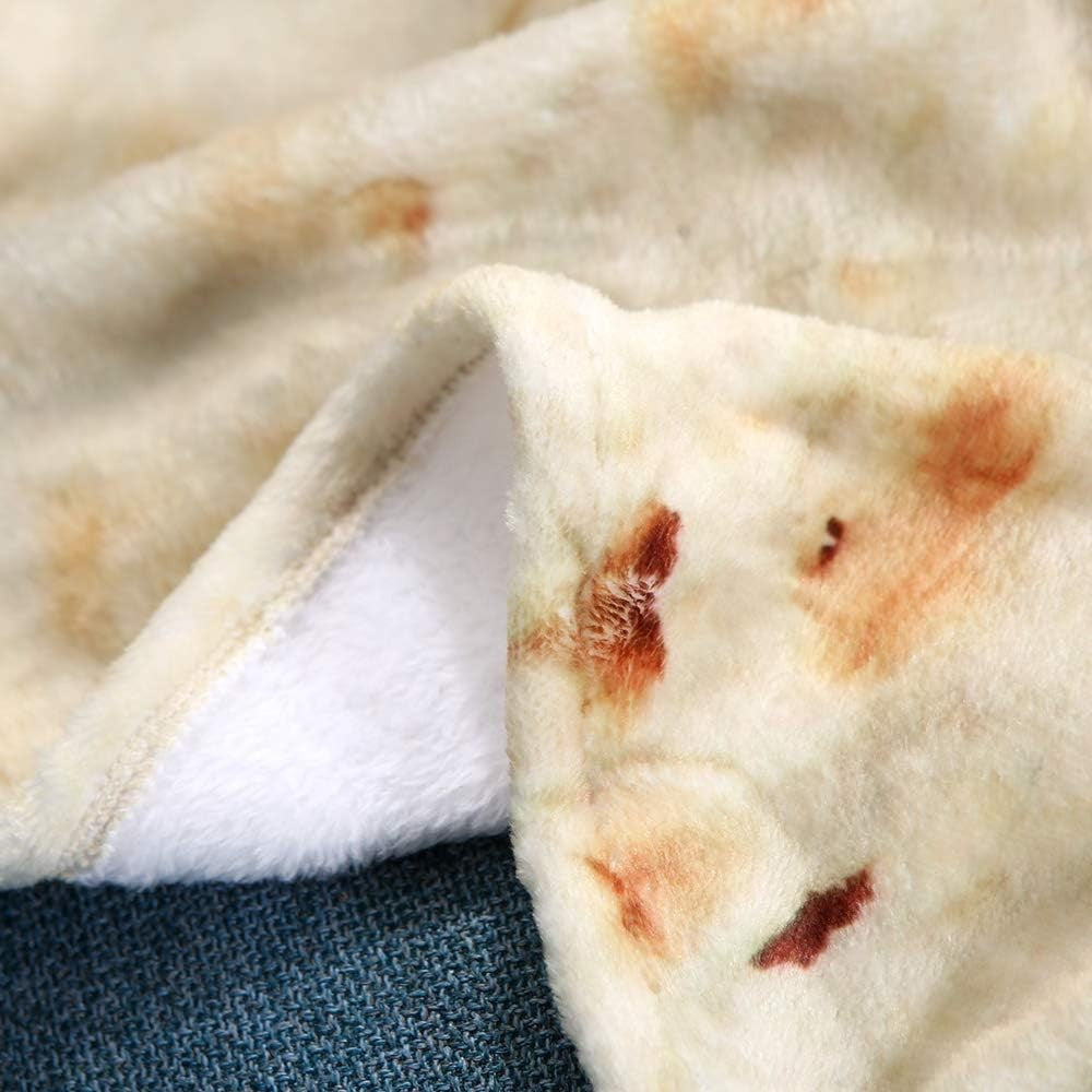 Set Patura Bebelusi Si Caciula, Design Inovativ Forma Lipie Tortilla, Flanel Moale Si Calduros, Poliester, 85 cm, Crem