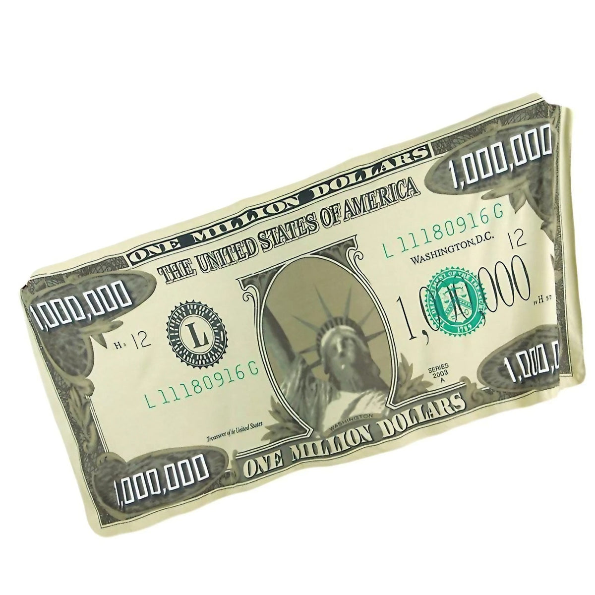 Patura de Pat si Canapea, Model Bancnota 1.000.000 Dolari, Microfibra Moale si Calduroasa, Reversibila, 90x180 cm, Verde
