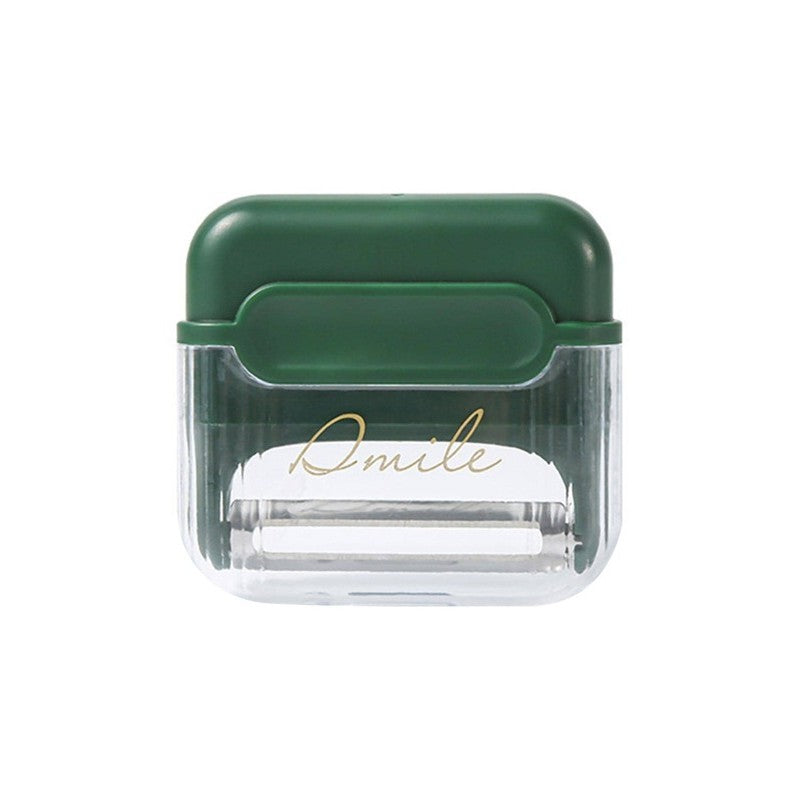 Decojitor Legume si Fructe cu Magnet, Curatator Manual Portabil cu Lame Duble Pivotante, Otel Inoxidabil, Verde, 6.7x6x1.6 cm