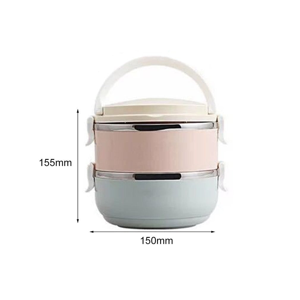 Set 2 Caserole Alimente Tip Lunch Box, Inchidere Etansa cu Valva Aerisire si Maner, Otel Inoxidabil, 1400 ml, 15.5 x 15 cm, Multicolor
