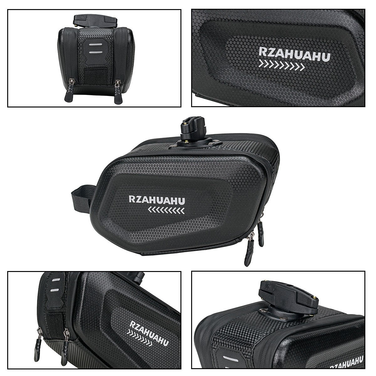 Borseta Bicicleta Hard Shell, Geanta de Sa Impermeabila, Protectie Socuri, Textura Fibra Carbon si EVA, 2L, 20x12x11.5 cm, Negru