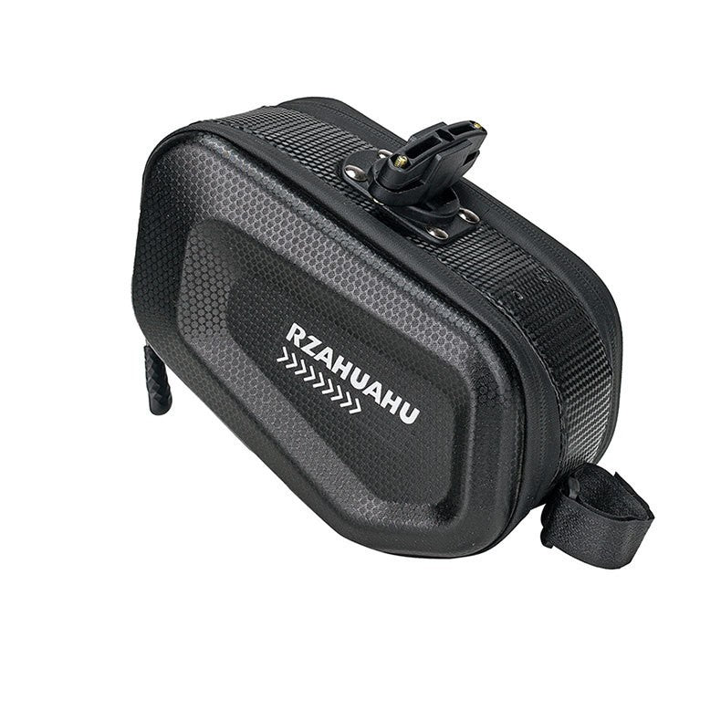 Borseta Bicicleta Hard Shell, Geanta de Sa Impermeabila, Protectie Socuri, Textura Fibra Carbon si EVA, 2L, 20x12x11.5 cm, Negru