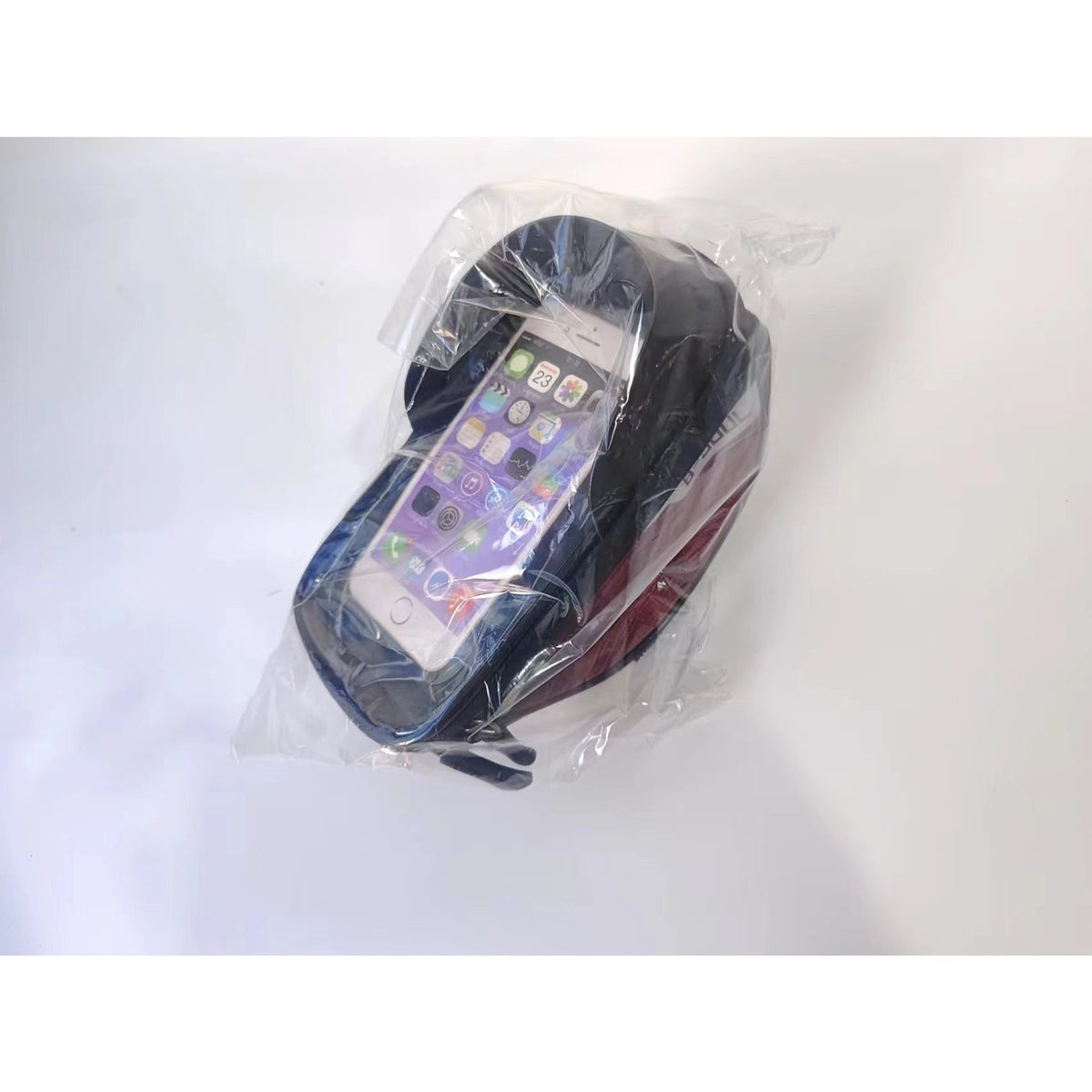 B-Soul Borseta Bicicleta Impermeabila cu Suport Telefon, Montare Ghidon, Ecran Tactil, Compartiment Depozitare Accesorii, Poliester, 18.5x9.5 cm, Rosu