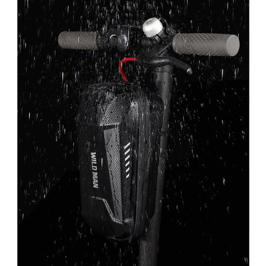 Borseta Depozitare Trotineta Electrica si Bicicleta, Carcasa Rigida Antisoc si Waterproof, Prindere Ghidon in 4 Puncte, Textura Carbon, 3L, Negru