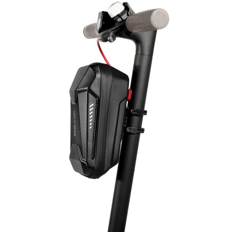 Borseta Depozitare Trotineta Electrica si Bicicleta, Carcasa Rigida Antisoc si Waterproof, Prindere Ghidon in 4 Puncte, Textura Carbon, 3L, Negru