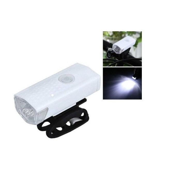 Far Cu LED Pentru Bicicleta Si Trotineta, Proiector Reincarcabil USB, 3 Moduri De Lumina, Rezistenta IPX4, Alb, 6.5x2.9x2.3 cm