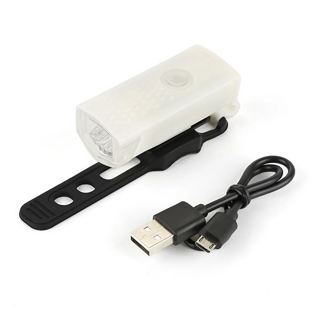 Far Cu LED Pentru Bicicleta Si Trotineta, Proiector Reincarcabil USB, 3 Moduri De Lumina, Rezistenta IPX4, Alb, 6.5x2.9x2.3 cm
