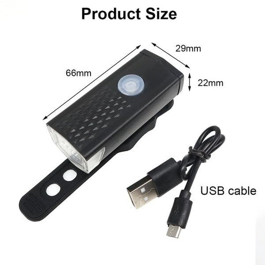 Far Proiector Bicicleta si Trotineta, LED Reincarcabil USB, 3 Moduri de Lumina, Rezistent la Apa IPX4, Plastic, Negru, 6.5x2.9x2.3 cm