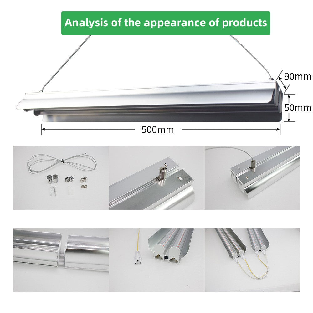 Lampa Dubla LED pentru Cresterea Plantelor, Spectru Complet, Tehnologie T5, Durata Viata 50.000 Ore, 50 cm, Alb