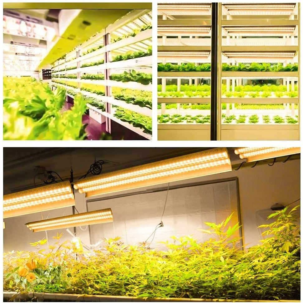 Lampa LED Dubla pentru Cresterea Plantelor, Tuburi T5 Full Spectrum, Lumina Alb Calda, Sistem de Iluminat Horticol, Durata de Viata 50.000 Ore, 50 cm