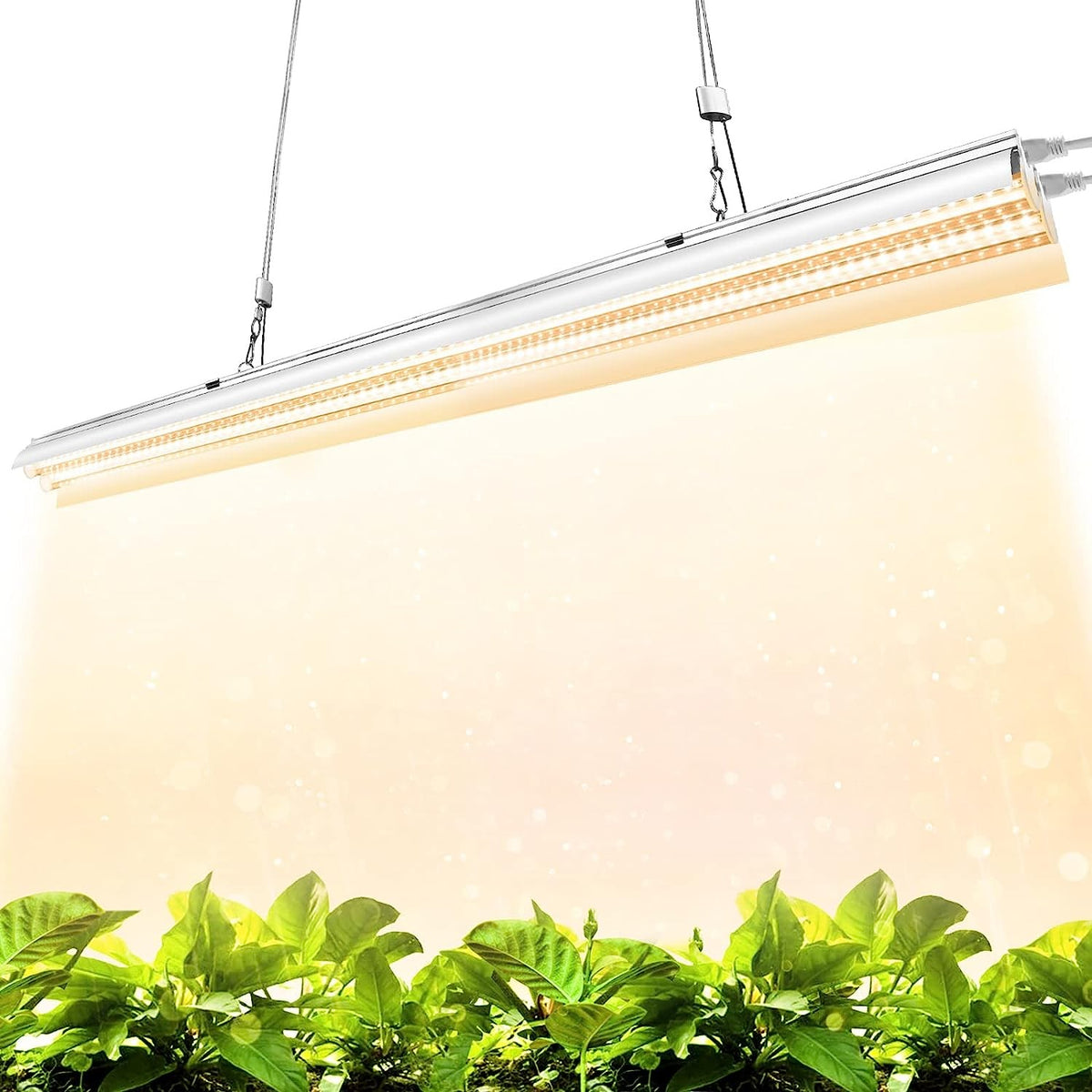 Lampa LED Dubla pentru Cresterea Plantelor, Tuburi T5 Full Spectrum, Lumina Alb Calda, Sistem de Iluminat Horticol, Durata de Viata 50.000 Ore, 50 cm