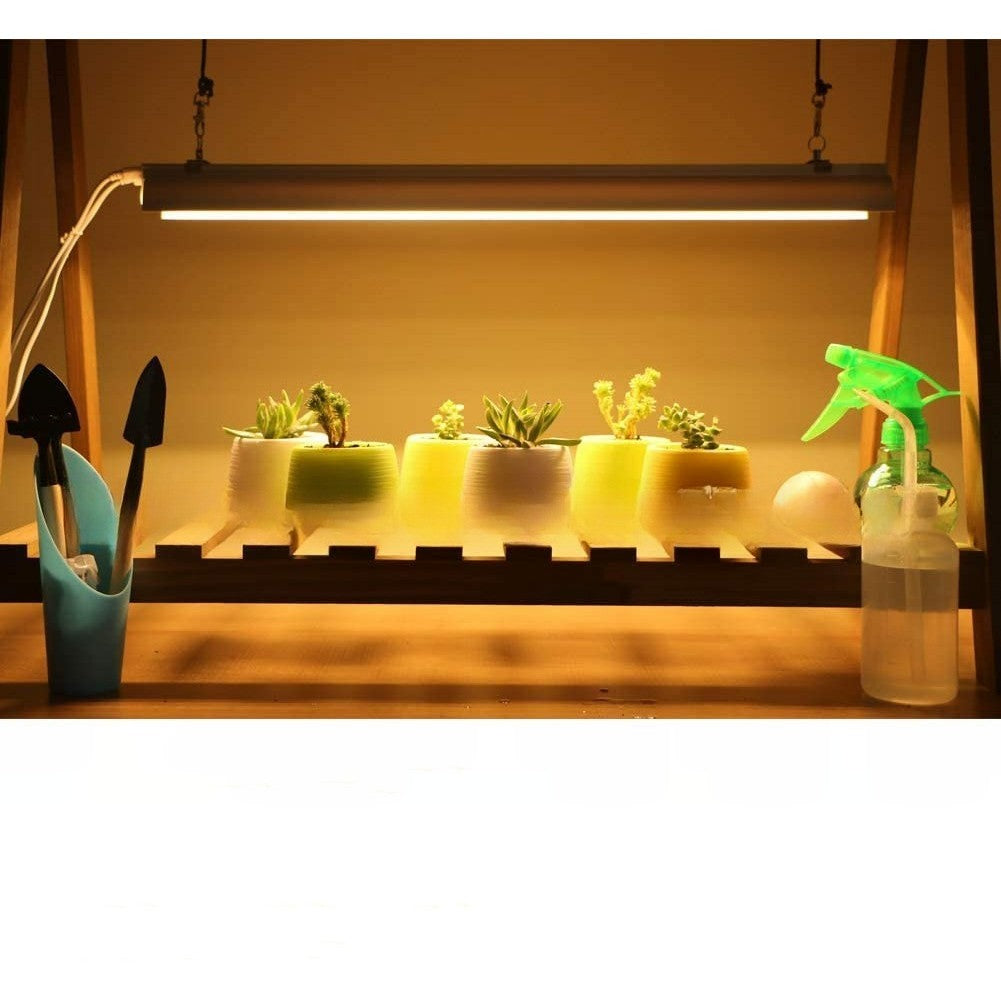 Lampa LED Dubla pentru Cresterea Plantelor, Tuburi T5 Full Spectrum, Lumina Alb Calda, Sistem de Iluminat Horticol, Durata de Viata 50.000 Ore, 50 cm