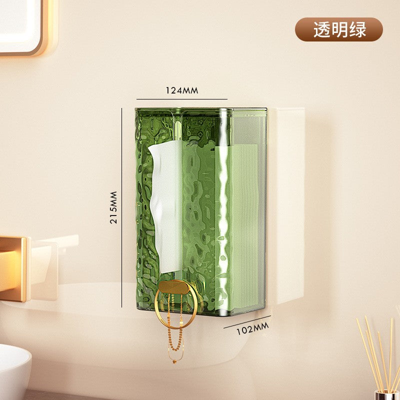 Cutie Suport Servetele, Dispensar de Perete sau Dulap, Organizator Vertical din Plastic Durabil, Rezistent la Umiditate, 21.3 x 8.7 x 12 cm, Verde