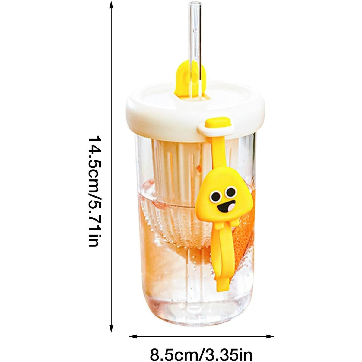 Pahar Pentru Copii Cu Capac Si Pai, Compartiment Infuzor Pentru Fructe Sau Ceai, Rezistent La Socuri Si Temperaturi Inalte, Plastic Fara BPA, 500 ml, Alb, 14.5x8.8x20 cm