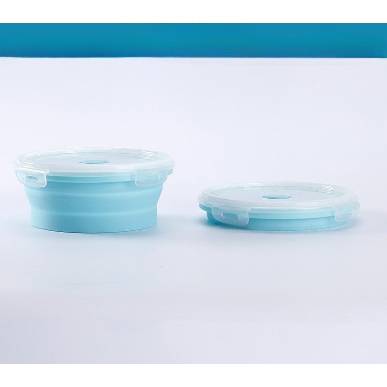 Set 2 Caserole Rotunde Pliabile Pentru Alimente, Silicon Termorezistent, Compatibile Cuptor Microunde si Masina de Spalat Vase, 500 ml si 800 ml, Albastru