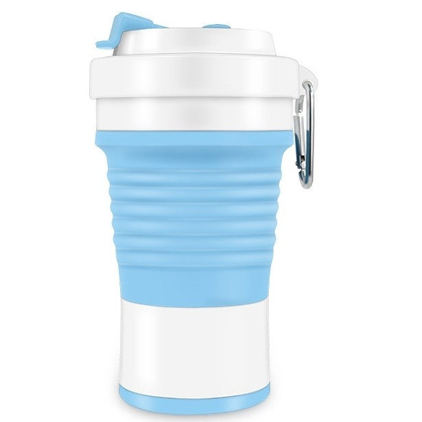 Pahar Pliabil din Silicon pentru Călătorii și Camping, Include Pai Flexibil, Eco-friendly, Rezistent la Căldură, 750 ml, Albastru