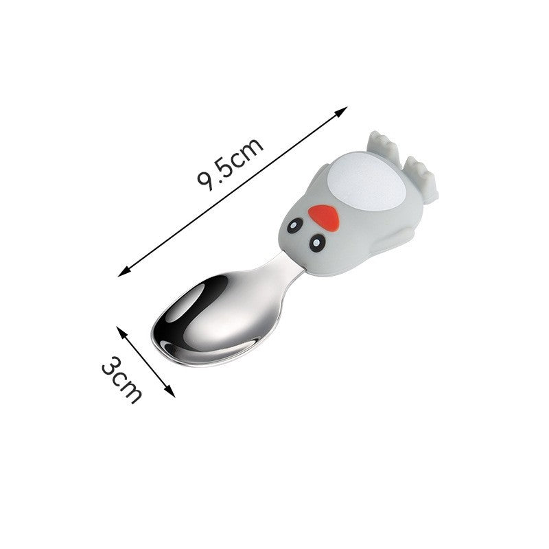 Set Diversificare Bebelusi, Farfurie Compartimentata Pinguin cu Ventuza Fixare, Silicon Fara BPA, Include Lingurita, Furculita, Pai si Perie Curatare, 23.5 x 12.5 cm, Gri