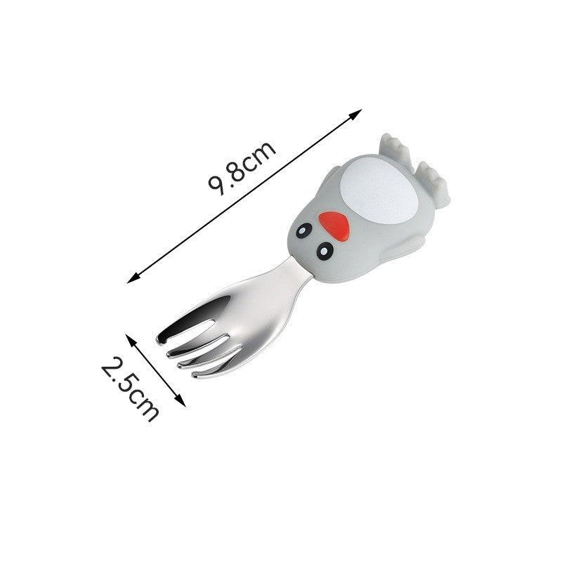 Set Diversificare Bebelusi, Farfurie Compartimentata Pinguin cu Ventuza Fixare, Silicon Fara BPA, Include Lingurita, Furculita, Pai si Perie Curatare, 23.5 x 12.5 cm, Gri