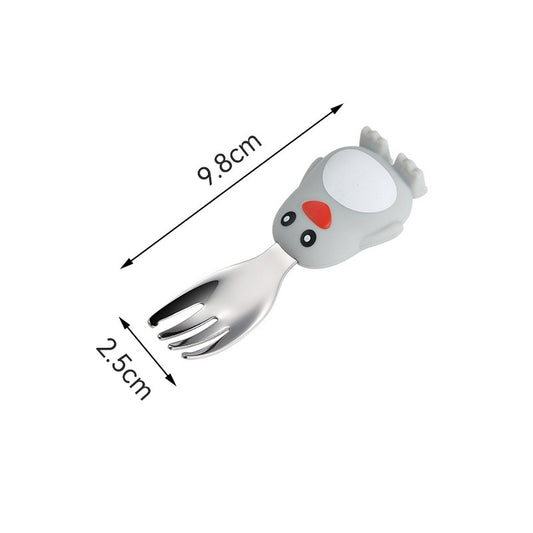 Set Diversificare Bebelusi, Farfurie Compartimentata Pinguin cu Ventuza Fixare, Silicon Fara BPA, Include Lingurita, Furculita, Pai si Perie Curatare, 23.5 x 12.5 cm, Gri