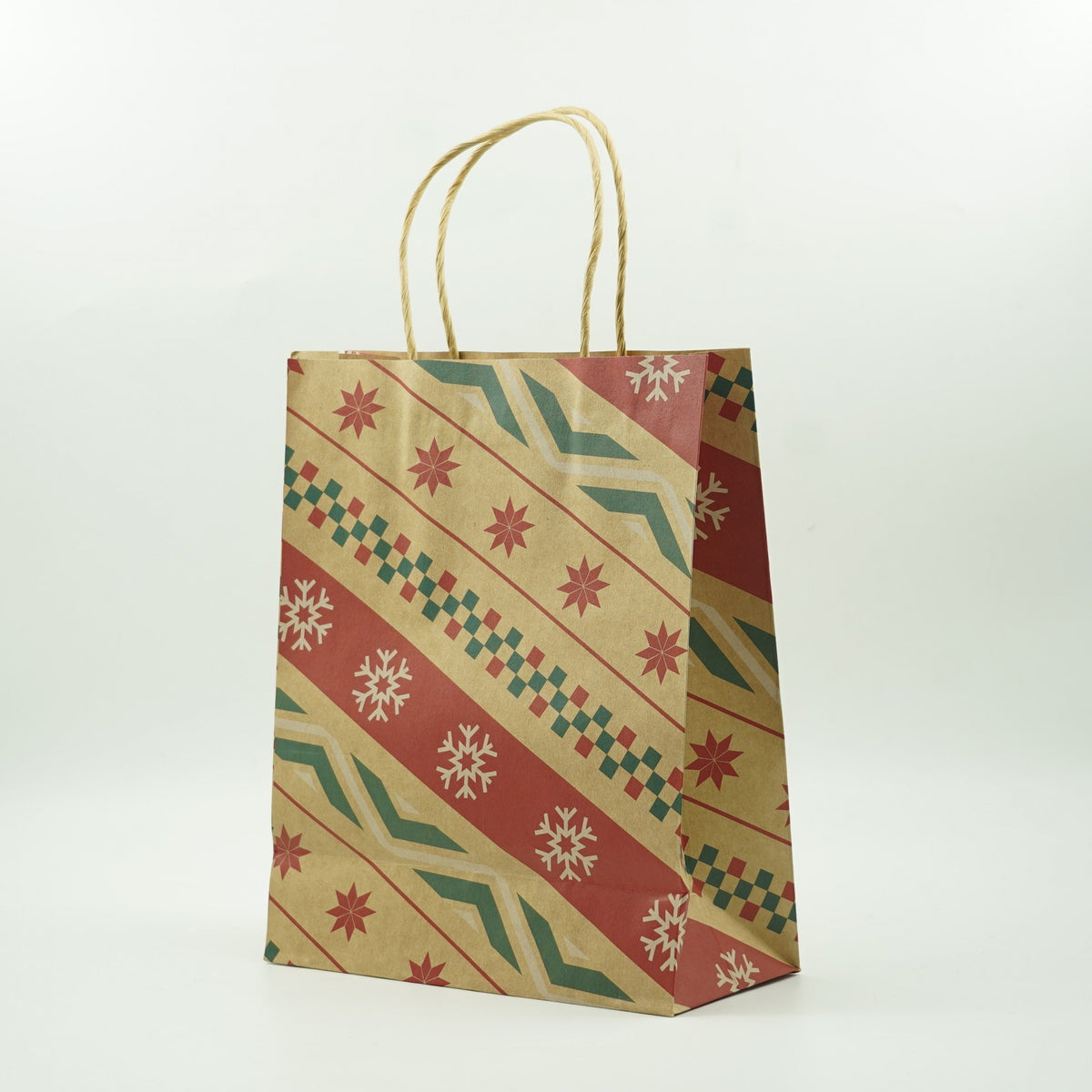 Set 24 Pungi Cadou Craciun, Modele Festive Aleatorii, Hartie Rezistenta, 18.5 x 22.5 x 8.5 cm, Multicolor