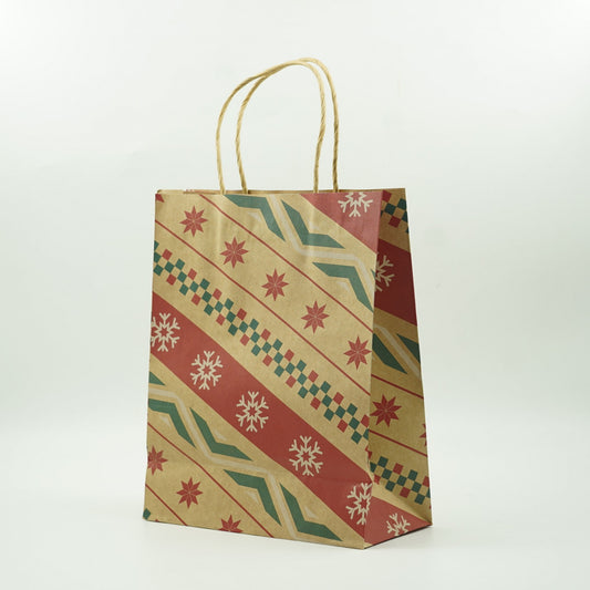 Set 24 Pungi Cadou Craciun, Modele Festive Aleatorii, Hartie Rezistenta, 18.5 x 22.5 x 8.5 cm, Multicolor