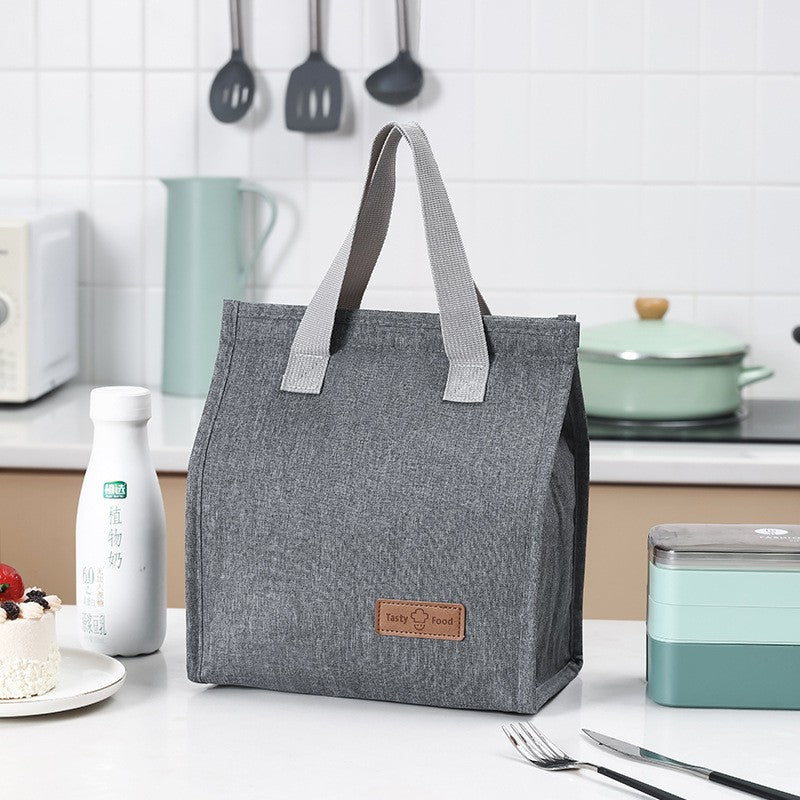 Geanta Termoizolanta Tip Bento Bag, Cooler Bag pentru Picnic si Camping, Interior Aluminiu, Rezistenta la Apa, Gri, 3.3 L, 22.5 x 13 cm