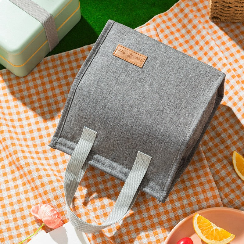 Geanta Termoizolanta Tip Bento Bag, Cooler Bag pentru Picnic si Camping, Interior Aluminiu, Rezistenta la Apa, Gri, 3.3 L, 22.5 x 13 cm