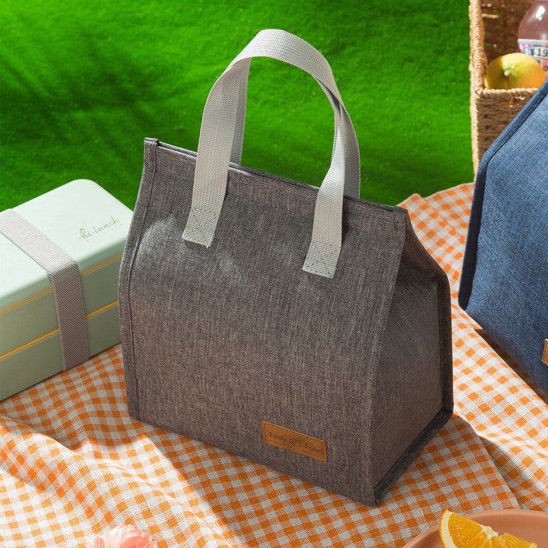 Geanta Termoizolanta Tip Bento Bag, Cooler Bag pentru Picnic si Camping, Interior Aluminiu, Rezistenta la Apa, Gri, 3.3 L, 22.5 x 13 cm