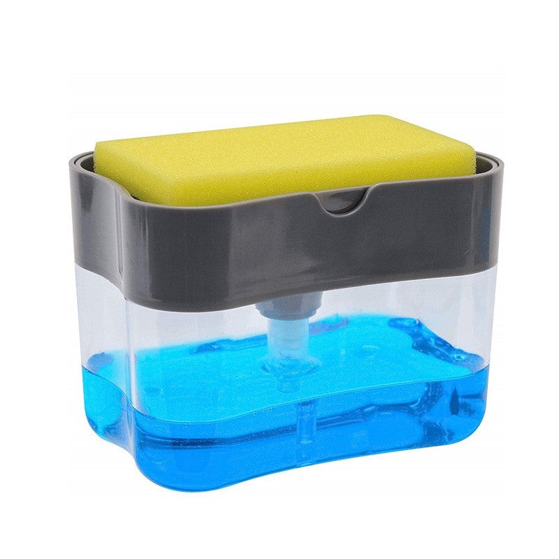 Dozator Detergent Vase 2 in 1 cu Suport Burete, Dispenser cu Pompa pentru Bucatarie sau Baie, Plastic ABS, 380 ml, 14 x 10.5 x 10 cm, Negru
