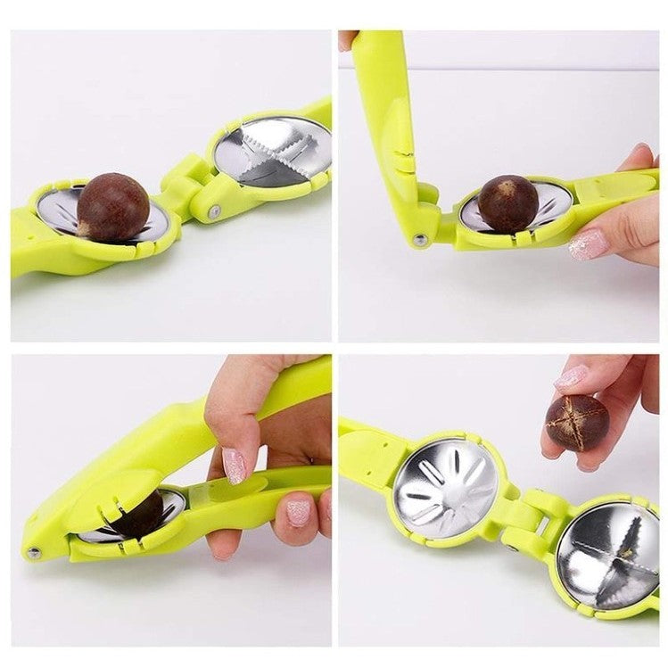 Dispozitiv Pentru Spart Nuci si Castane, Maner Ergonomic Antiderapant, Otel si ABS, 17.5 x 5.5 x 5 cm, Verde