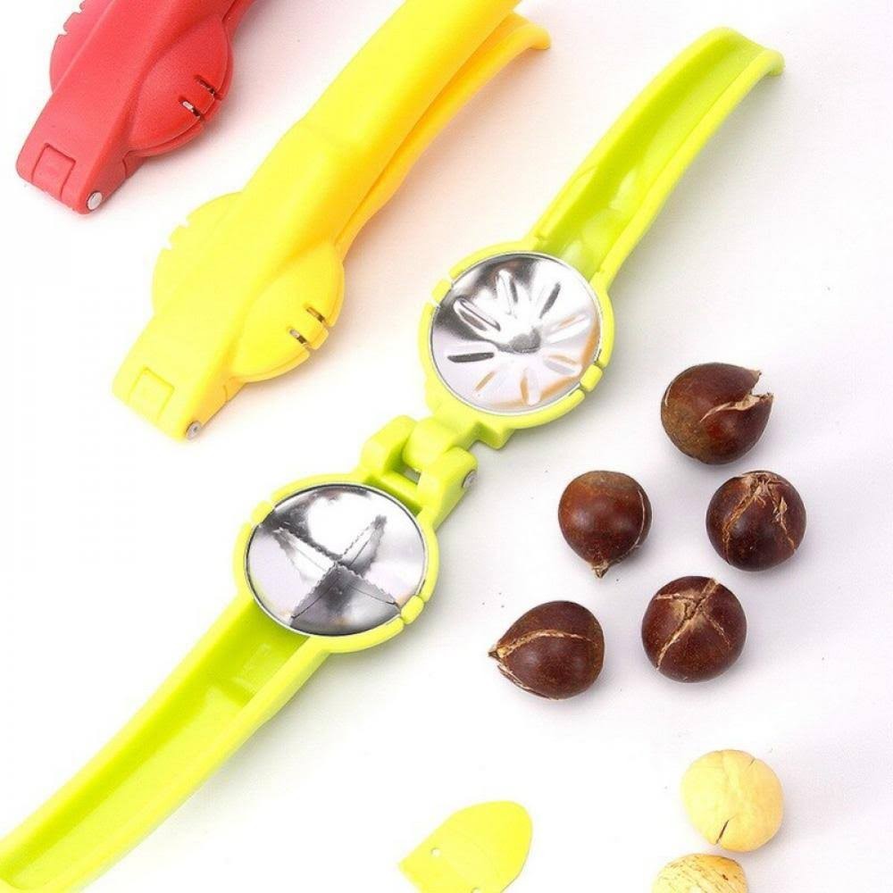 Dispozitiv Pentru Spart Nuci Si Castane, Cleste Manual Cu Maner Ergonomic, Otel Si ABS, 17.5 x 5.5 x 5 cm, Galben