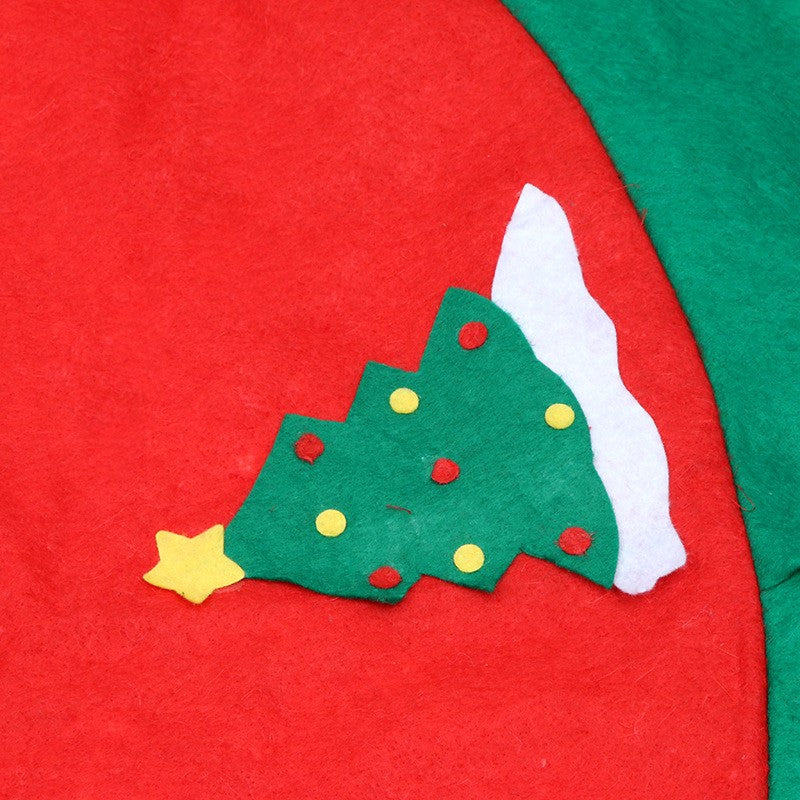 Covoraș Pentru Bradul De Crăciun, Fustă Decorativă Cu Buclă De Fixare, Lână Premium, Model Tradițional, Roșu și Verde, 90 cm