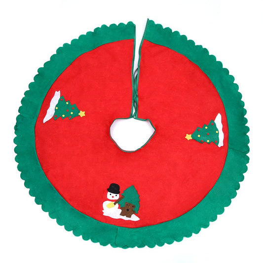 Covoraș Pentru Bradul De Crăciun, Fustă Decorativă Cu Buclă De Fixare, Lână Premium, Model Tradițional, Roșu și Verde, 90 cm
