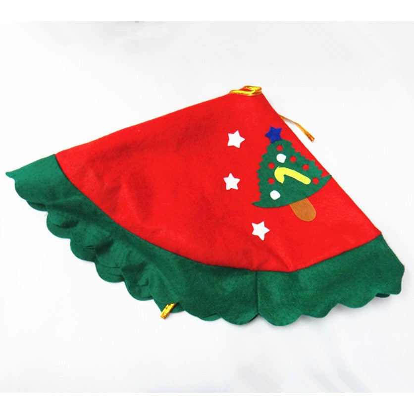 Covoraș pentru Brad de Crăciun, Fustă Decorativă cu Buclă de Fixare, Lână Durabilă, Roșu și Verde, 90 cm