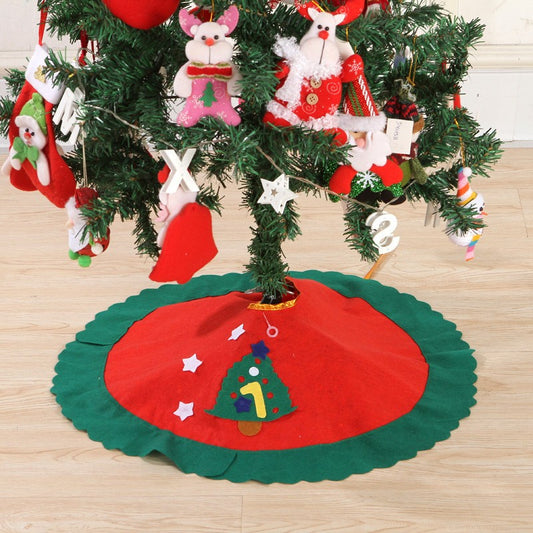 Covoraș pentru Brad de Crăciun, Fustă Decorativă cu Buclă de Fixare, Lână Durabilă, Roșu și Verde, 90 cm