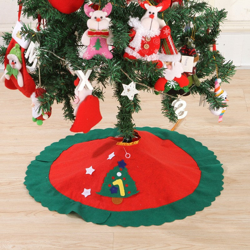 Covoraș pentru Brad de Crăciun, Fustă Decorativă cu Buclă de Fixare, Lână Durabilă, Roșu și Verde, 90 cm
