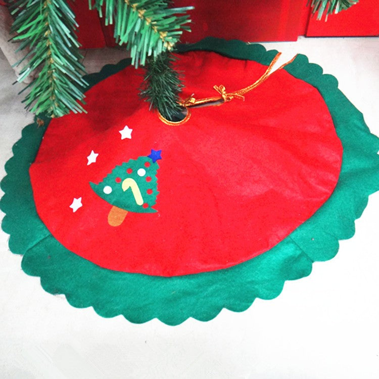 Covoraș pentru Brad de Crăciun, Fustă Decorativă cu Buclă de Fixare, Lână Durabilă, Roșu și Verde, 90 cm