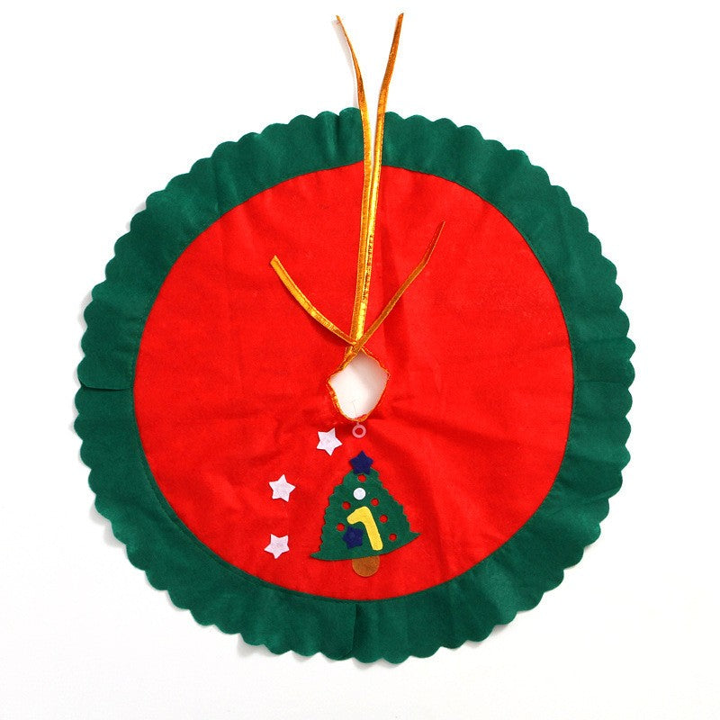 Covoraș pentru Brad de Crăciun, Fustă Decorativă cu Buclă de Fixare, Lână Durabilă, Roșu și Verde, 90 cm