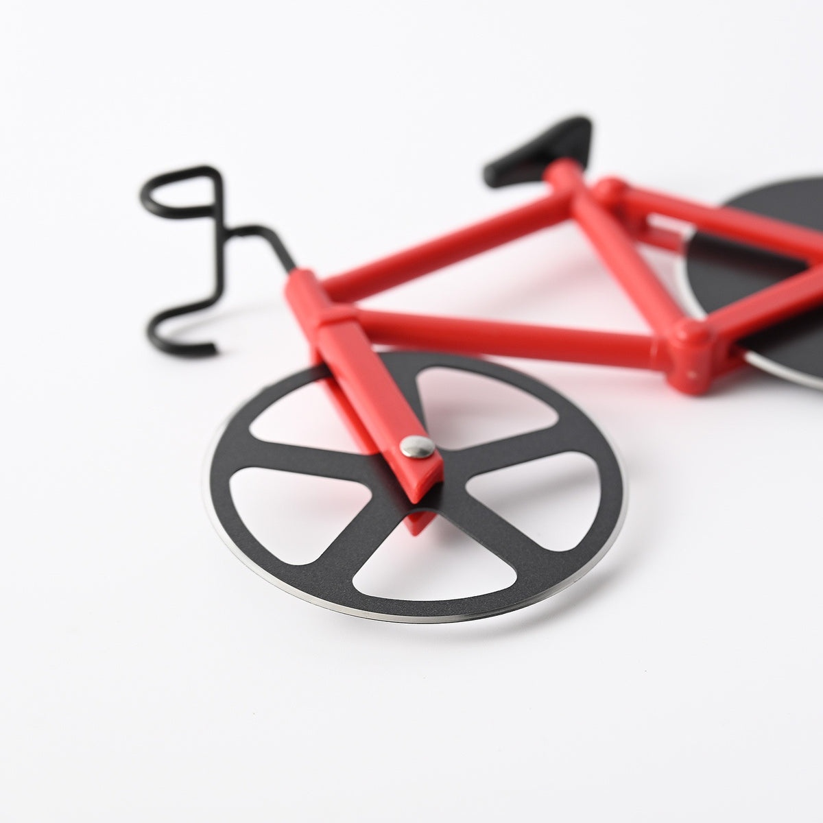 Cutit Pizza in Forma de Bicicleta, Role Taiere cu Suport Expunere, Otel Inoxidabil si PP, 19 x 12.5 cm, Negru