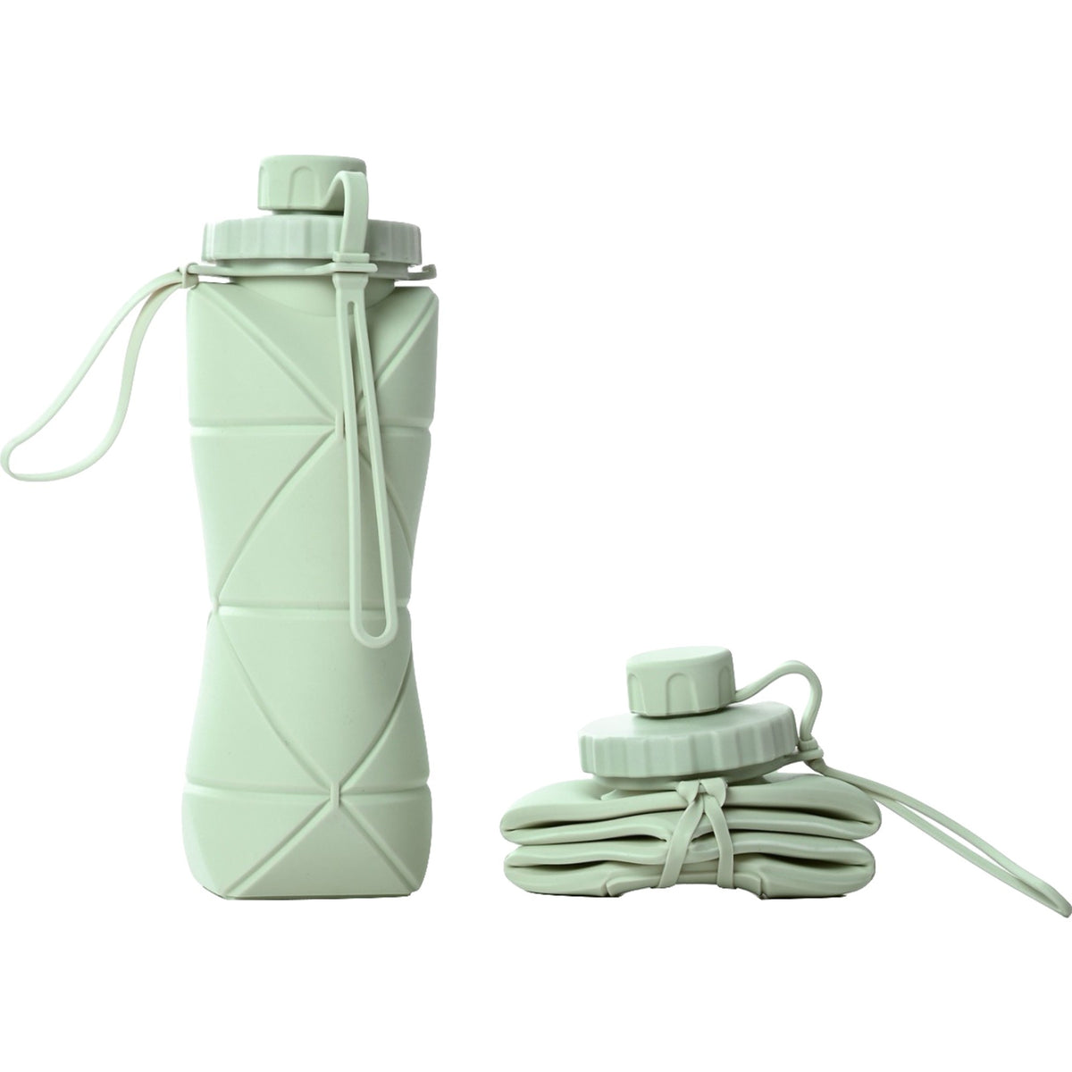Sticla de Apa Pliabila, Recipient Reutilizabil pentru Sport si Calatorii, Silicon Termorezistent, 600 ml, Verde, 22 x 7.8 cm