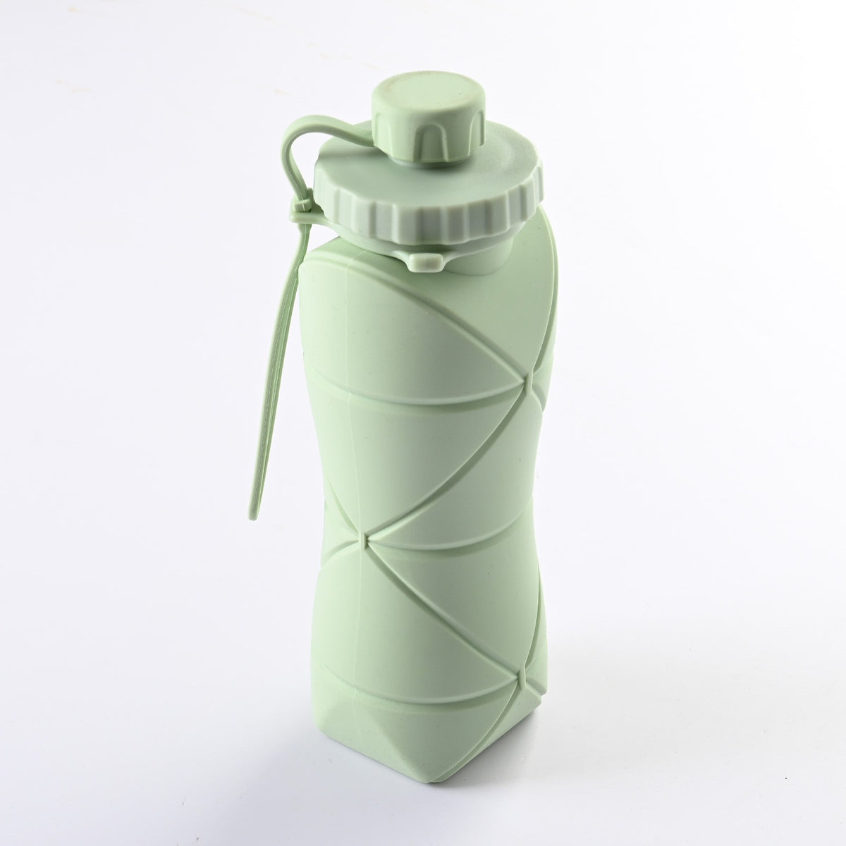 Sticla de Apa Pliabila, Recipient Reutilizabil pentru Sport si Calatorii, Silicon Termorezistent, 600 ml, Verde, 22 x 7.8 cm