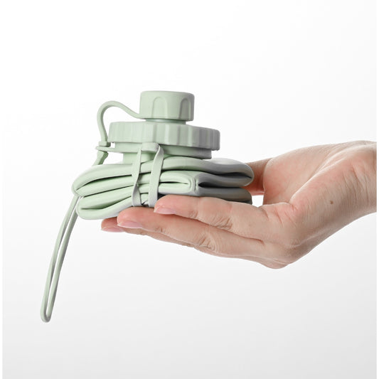 Sticla de Apa Pliabila, Recipient Reutilizabil pentru Sport si Calatorii, Silicon Termorezistent, 600 ml, Verde, 22 x 7.8 cm