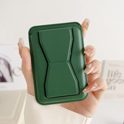 Portofel MagSafe Magnetic pentru Carduri cu Functie de Suport Telefon, Piele Ecologica, Verde