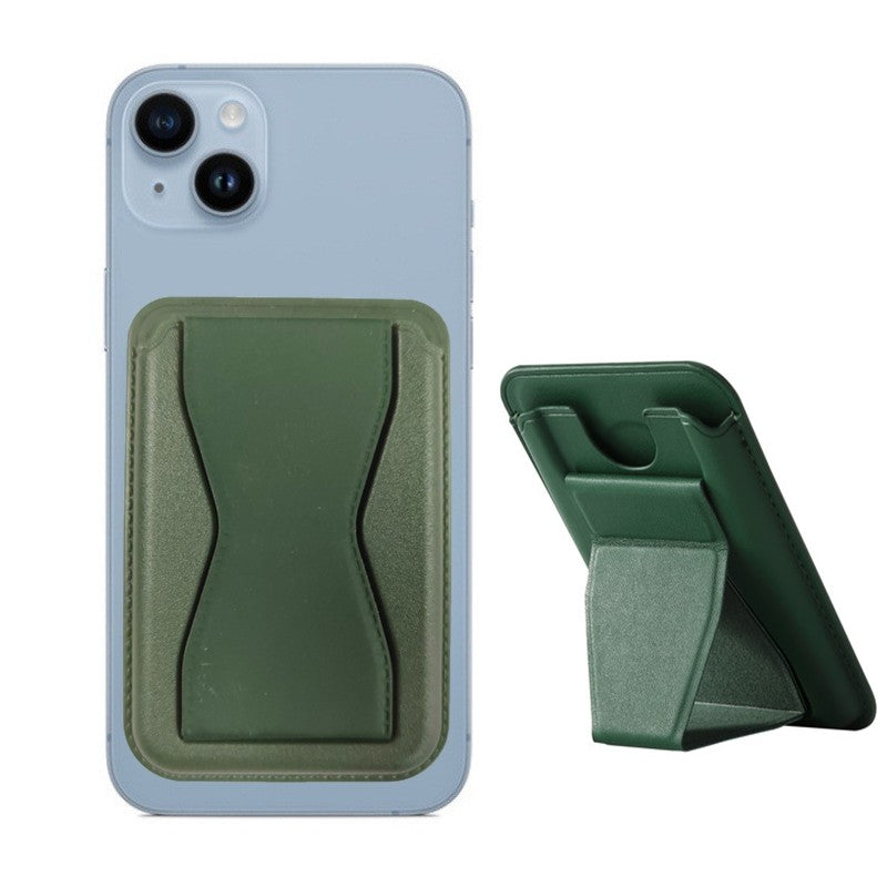 Portofel MagSafe Magnetic pentru Carduri cu Functie de Suport Telefon, Piele Ecologica, Verde
