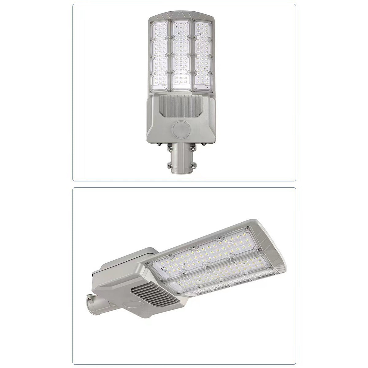 Lampa Solara Stradala 1000W, Senzor Lumina si 3 Grile, Protectie IP65 Rezistenta la Apa, Baterie Litiu 30000 mAh, Lumina Rece, Autonomie 10 Ore, 55 x 23 x 9 cm, Gri Mat