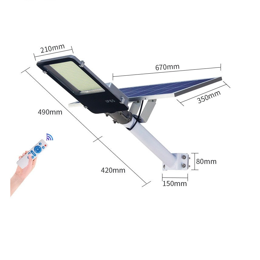 Lampa Solara Stradala 500W, Senzor Lumina si 616 LED-uri, Autonomie 10 Ore, Protectie IP65, Baterie Litiu 4000 mAh, Lumina Rece, 49.5 x 21 x 9 cm, Negru